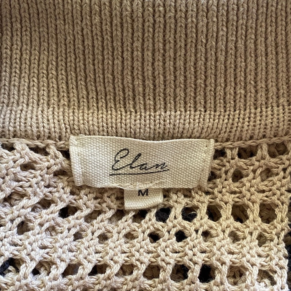 Elan Collared Sweater Open Cardigan Striped Knit Button Size Medium - Picture 4 of 5